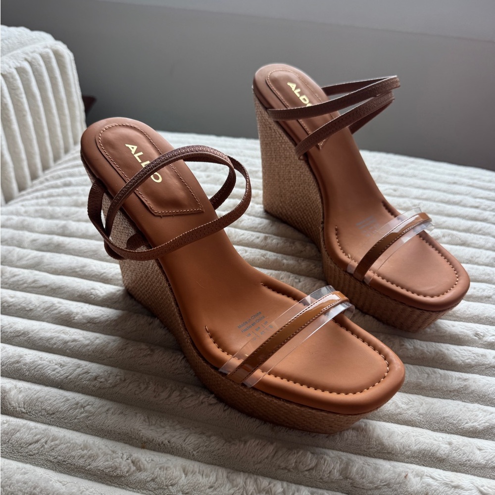 Aldo Tan Woven Wedge Sandals